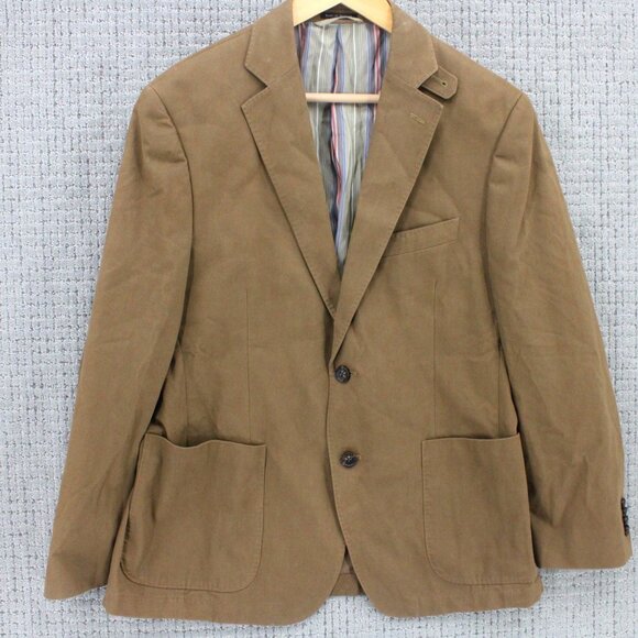 Flynt Blazer Jacket Mens Size 40S Brown Solid Casual Lined Bueller Model - Picture 1 of 10